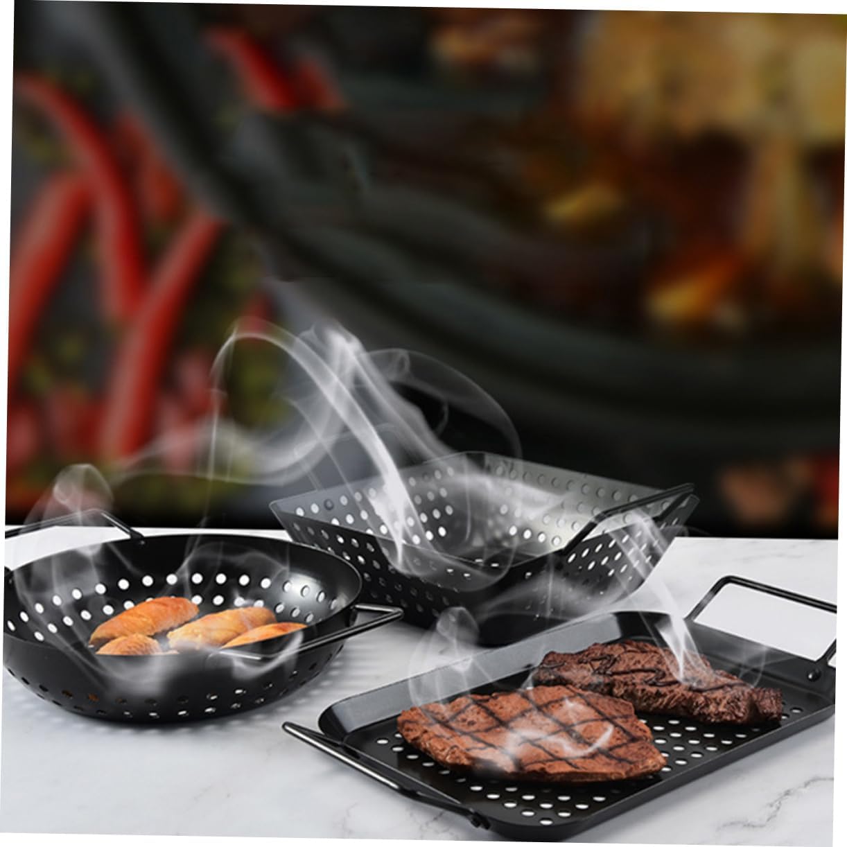 Flat Top Grill Pan Indoor Cooking Non Stick Baking Pan Bbq Accessories Grill Grilling Trays Meat Roasting Rack