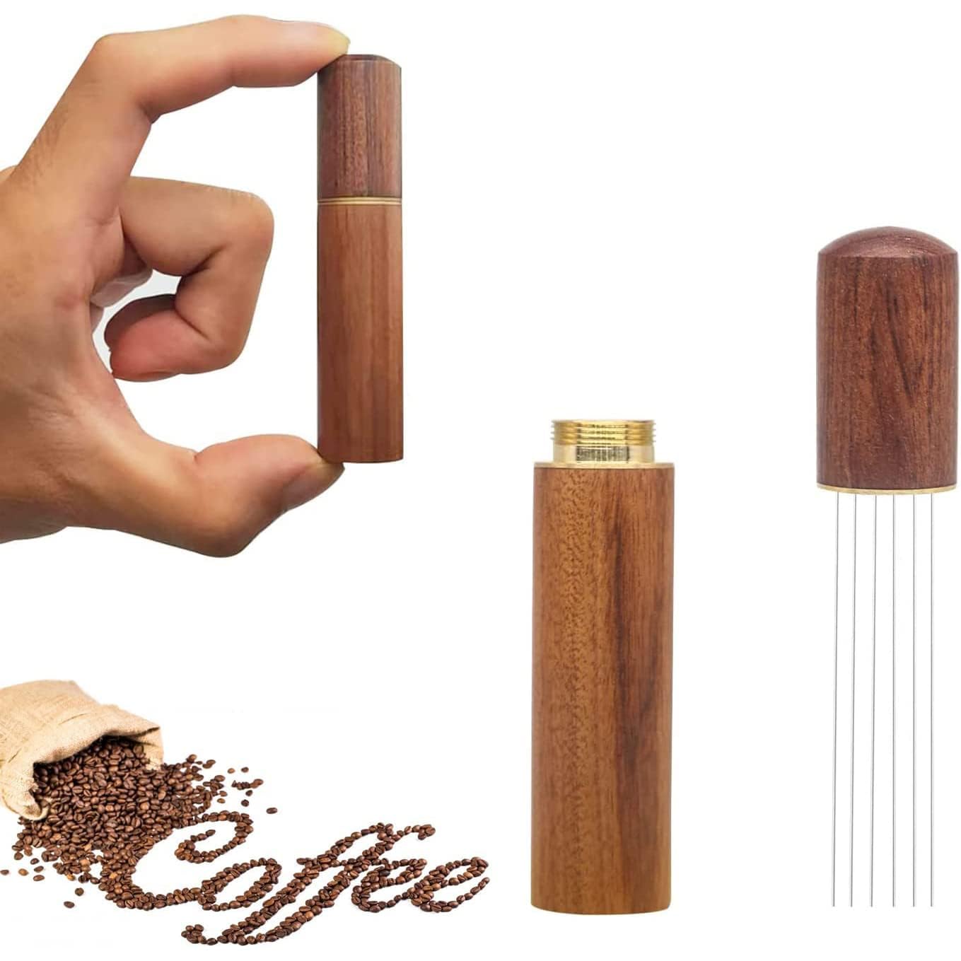 Joyzzz Espresso Kahve Karıştırıcı, Espresso Dağıtımı için Profesyonel Kahve Karıştırma WDT Aracı, El Tampers Karıştırma Aracı Doğal Ahşap Saplı İğne Tipi Dağıtıcı