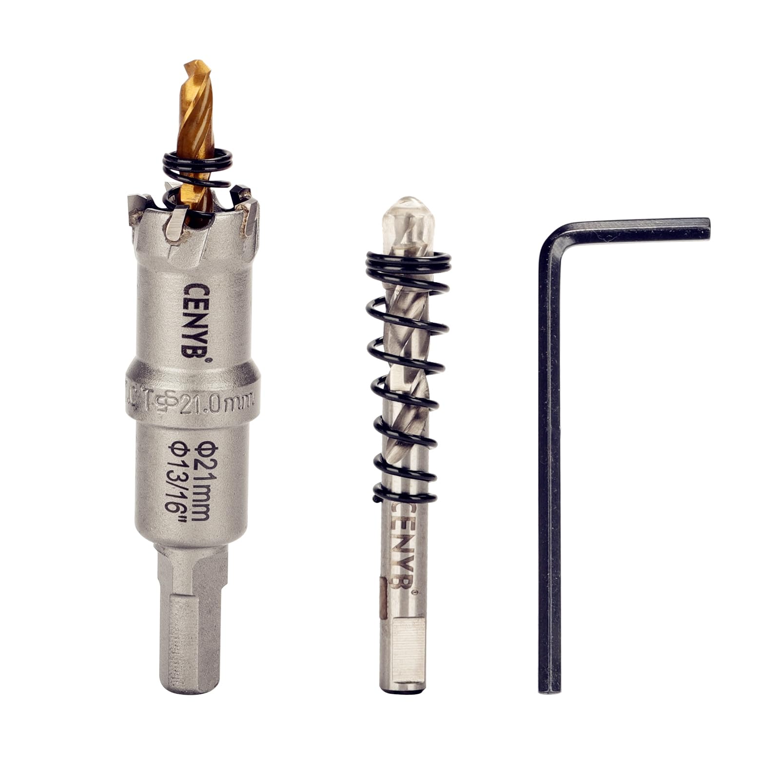 2-1/8" (54mm) Tungsten Carbide Tipped Hole Saw with 2Pcs Titanium-Plated Pilot Drill Bits for Metal, Steel, Iron, Wood, Plastic — view 88