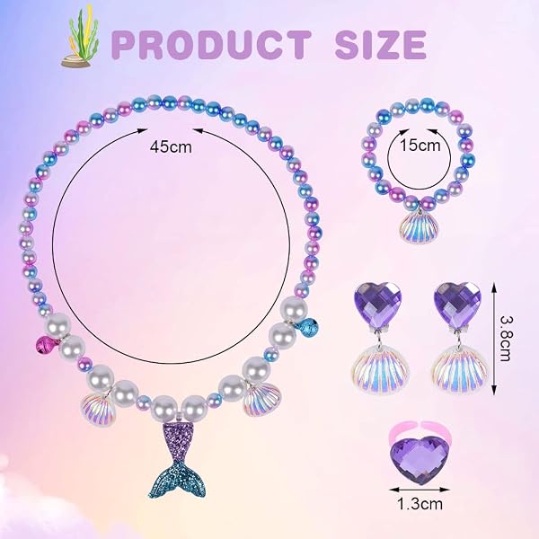 OSDUE Bijoux, Ensemble de Bijoux, Collier Bracelet Bague Boucles d'oreilles Set, Princesse Anniversaire Noël Cadeau - 2