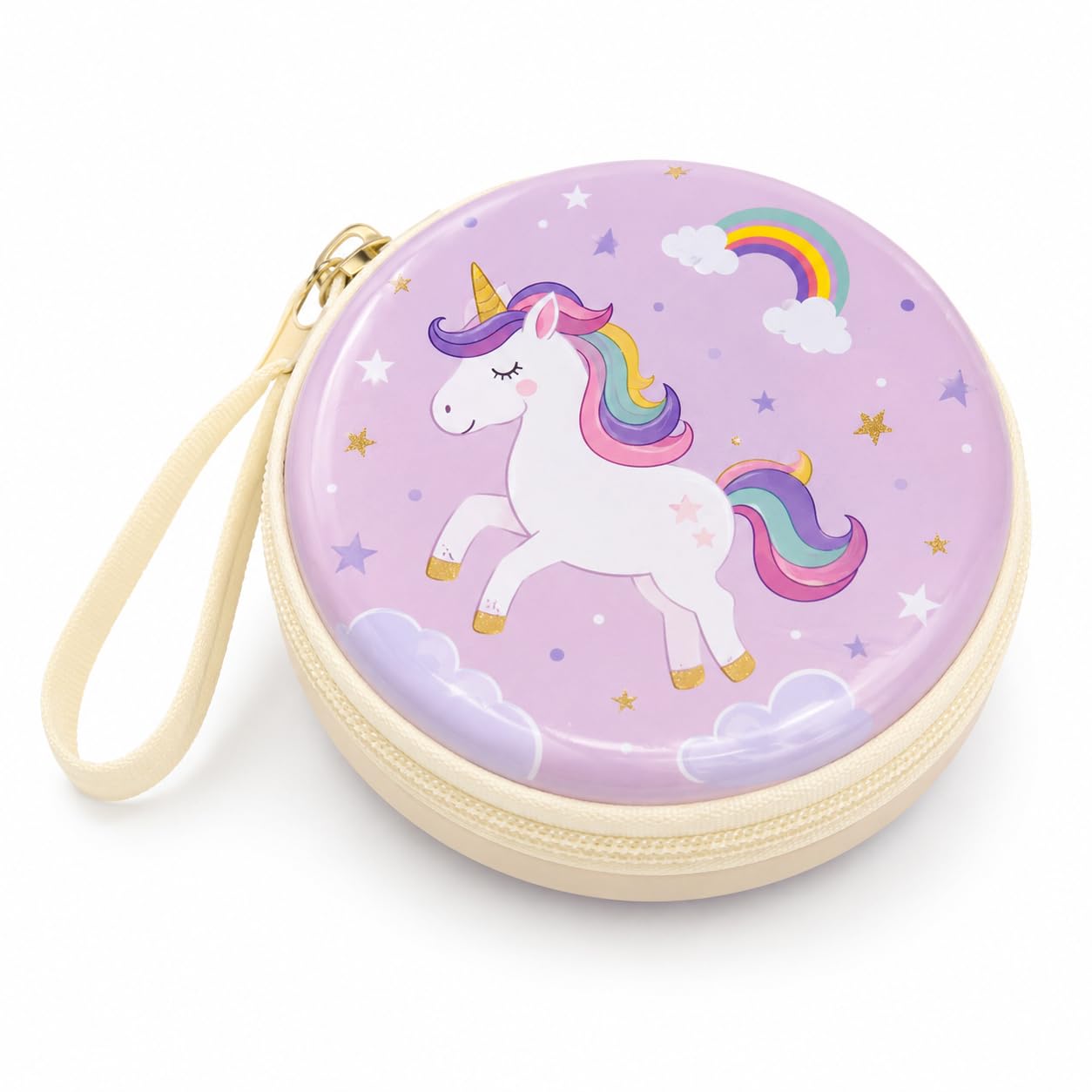 round unicorn coin pouch, small makeup purse, cute wallet for coin, multipurpose case for mini makeup kit lipstick, rubber, ear ring jwellery cosmetic pouch for girls, women
