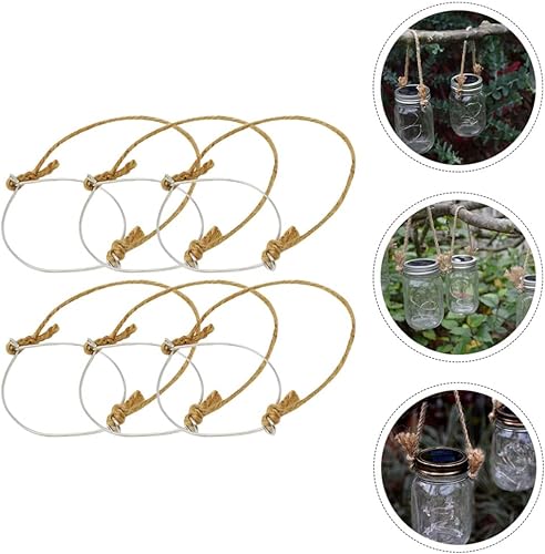 Miniatura 9 de Zerodeko Mason Jars Mason Jars - 6 perchas de alambre con mango de cuerda, tarros de conservas, gancho para colgar tarros, ganchos de alambre de