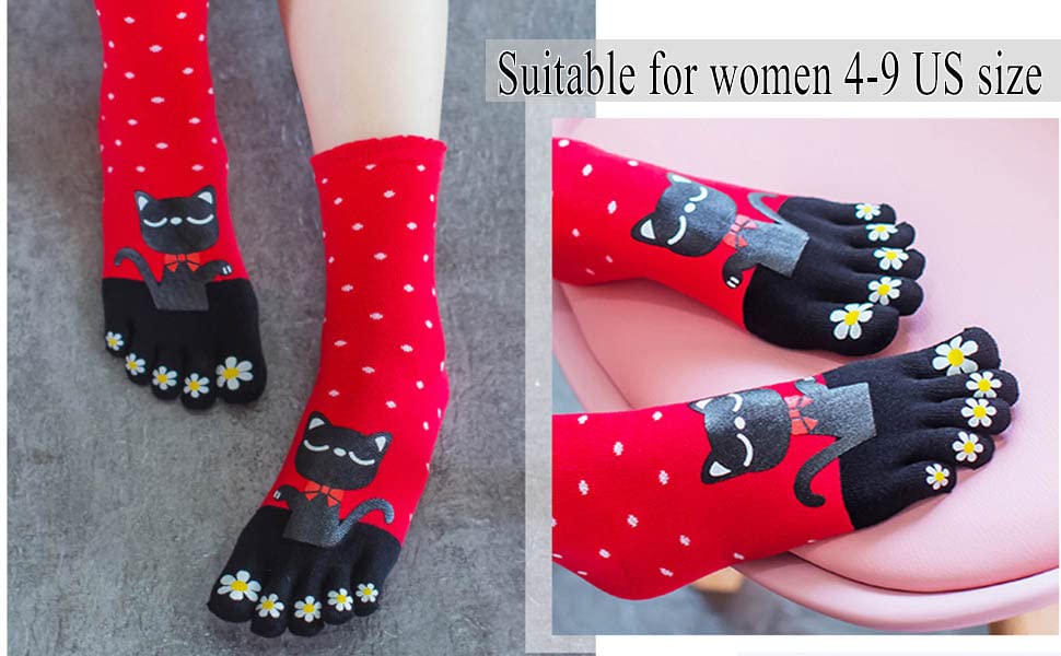 Image of acdiac Women's Cotton Toe Socks,five Finger Socks,Funny and Funky cartoon theme sport Toe Socks