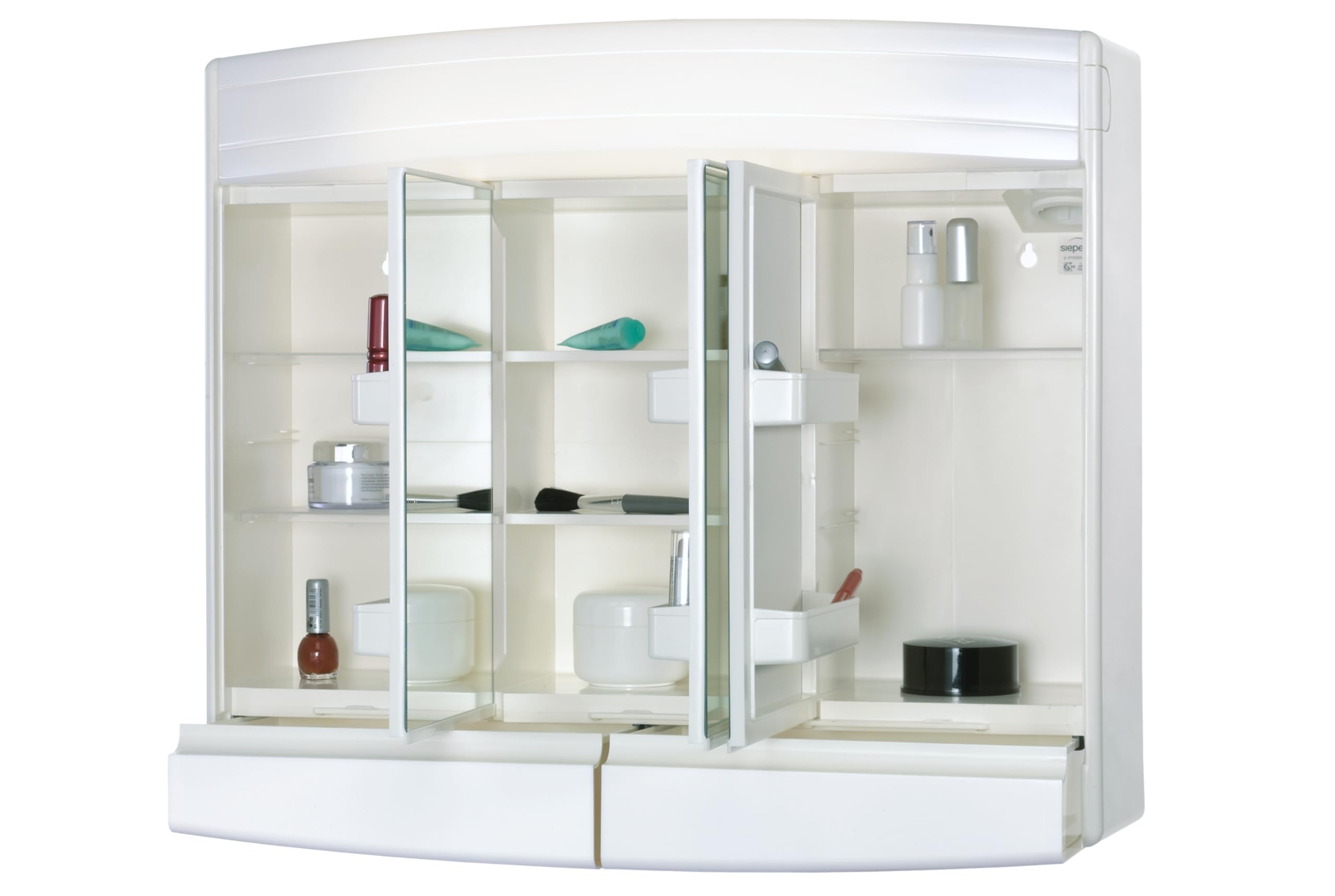 Sieper Topaze Eco Armoire à miroir avec éclairage LED 60 cm de large, en plastique, blanche, avec prise