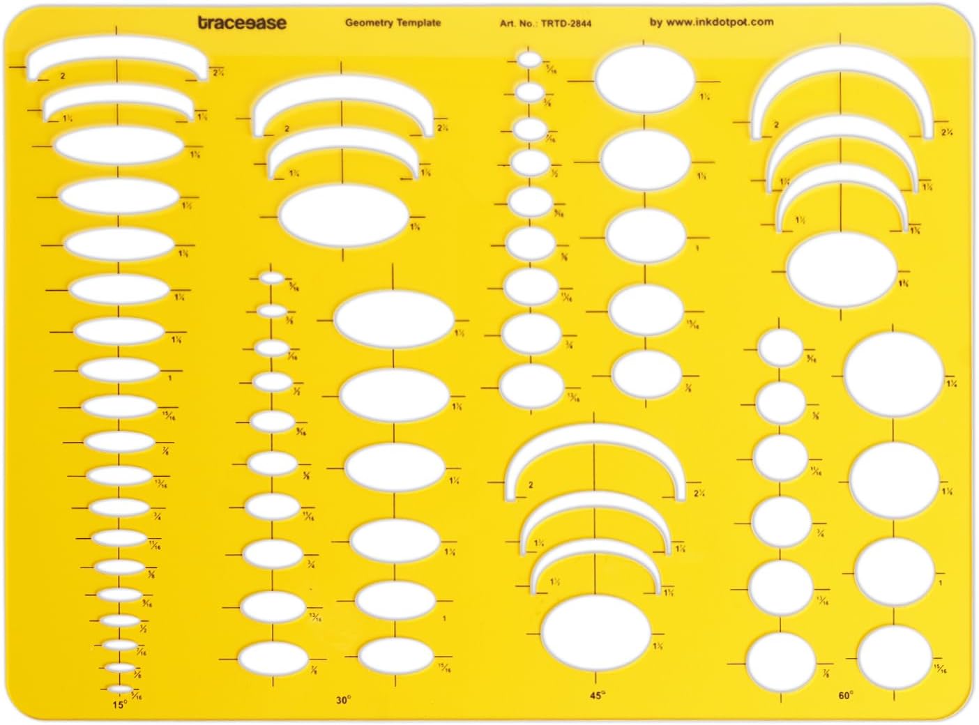 Traceease Ellipse & Spheres Geometric Template - Manual Drafting Stencil for Engineering Sketching, Layout Planning Tool for Student, Technical Guide and Measurement Rulers for Pattern Design