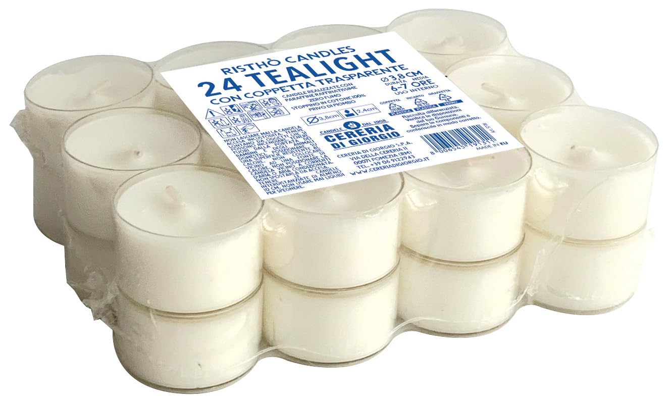 Tealight z przezroczystym kubkiem Ø 3,9 cm h 2,7 cm 24 sztuki - 6,5 godziny