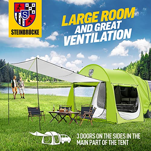 Universal Suv Camping Tent With Large Awning, Waterproof Car Tent, Up To 4-Person Sleeping Capacity Camping Accessories, Easy Setup For Backpacking Traveling Hiking Outdoors (Green) #TOP1