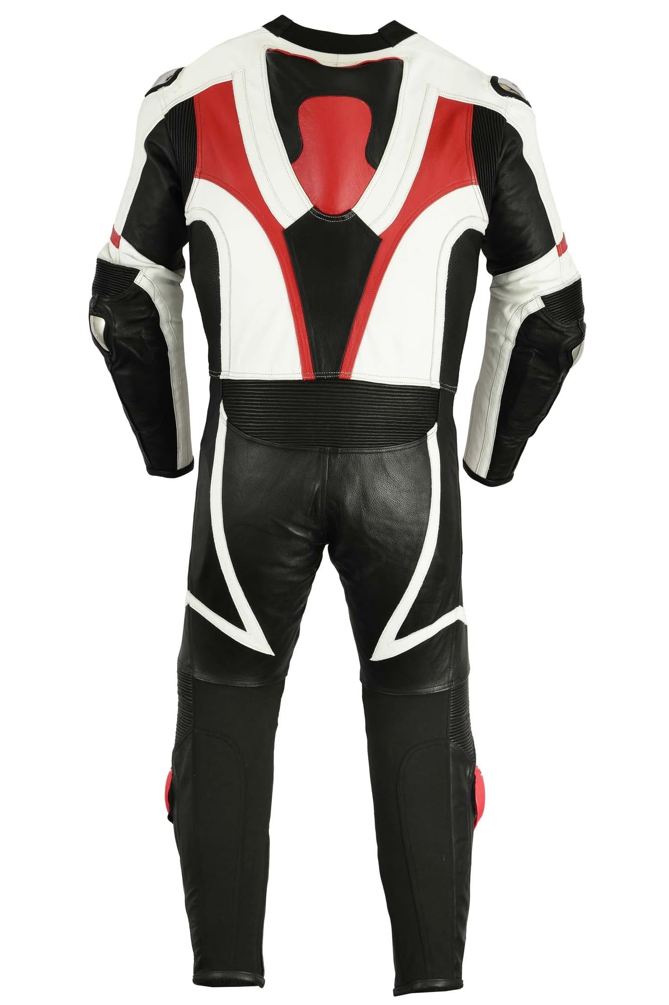 German Wear Einteiler Motorradkombi Motorrad Lederkombi aus Rindsleder echtleder Kombi, Größe:50/M, Farbe:Rot