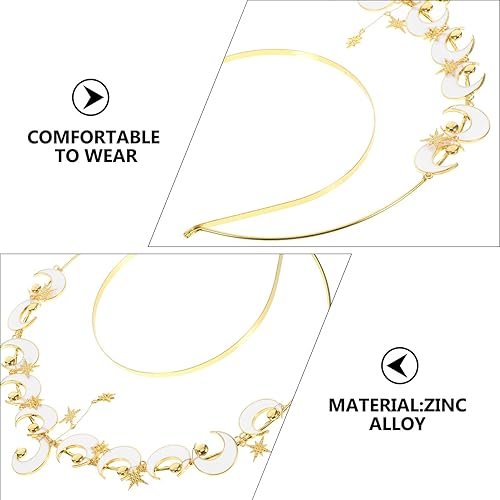 Miniatura 2 de NOLITOY Moon Stars Crown- Crystal Goddess Angel Crown Headband Rhinestone Wedding Tiara Glitter Floral Bridal Hair Band Headpiece Accessories for