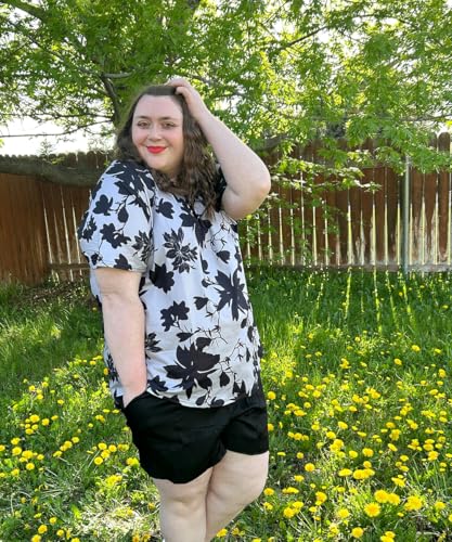 Image of RITERA Women Plus Size Tops Tie Dye V Neck Shirt Floral Camo Summer Short Sleeve Tunic Oversized Ladies Blouse XL-5XL