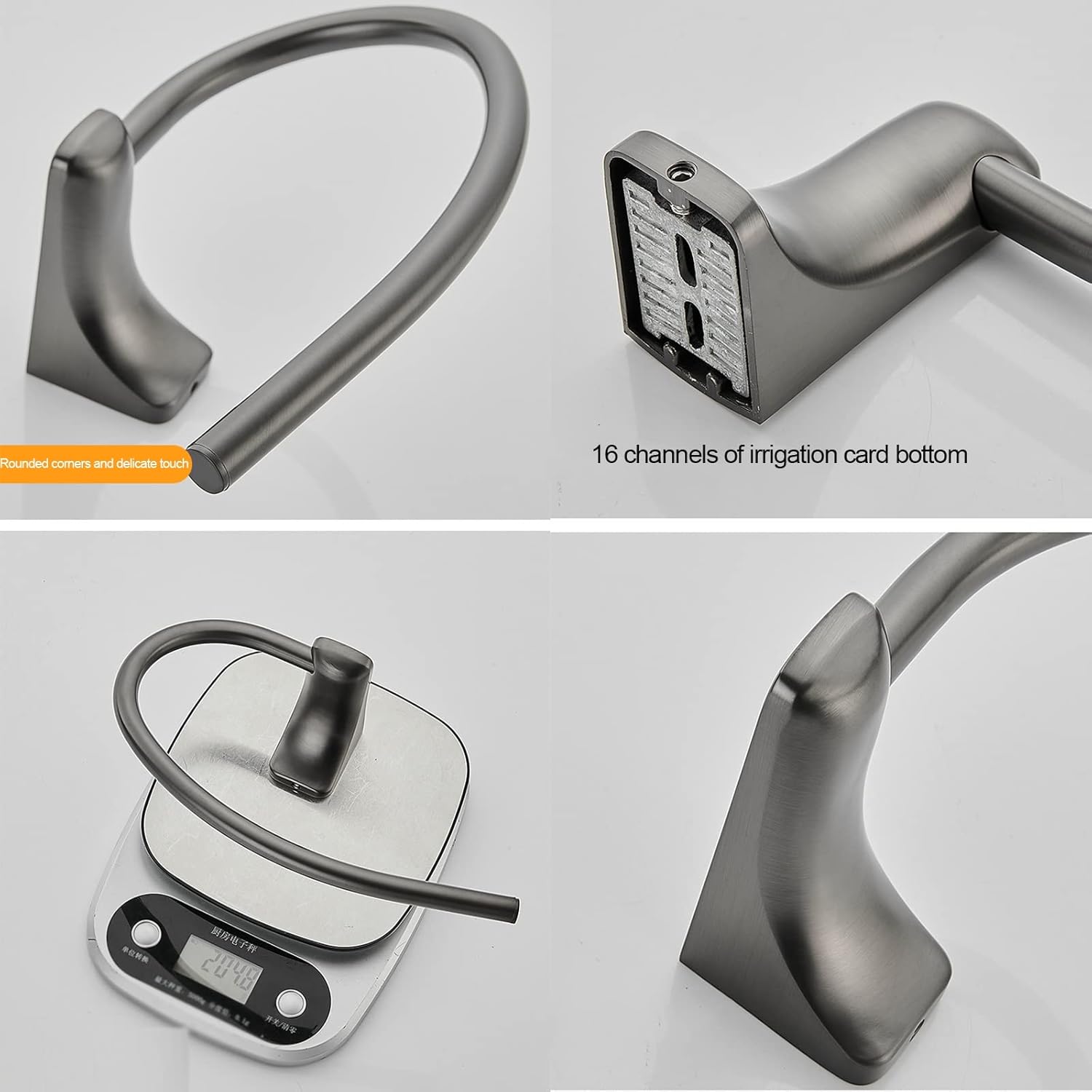 LSLYTQ Brushed Gray Towel Ring, Bathroom Toilet Towel Rack, Punch- Towel Hook, Toilet Kitchen Towel Holder