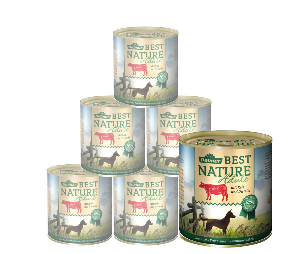 Dehner Best Nature Adult Beef and Rice with Thistle Oil, 6 x 800 g (4.8 kg)