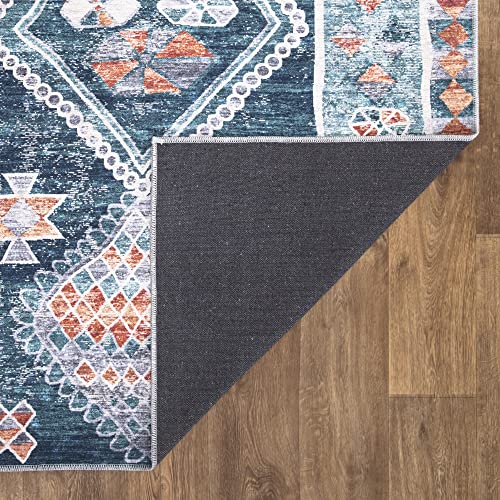 Bloom Rugs Mysia Washable 3X5 Rug - Blue/Multicolor Tribal Geometric Area Rug For Living Room, Bedroom, Dining Room, And Kitchen - Exact Size: 3' X 5' #TOP4