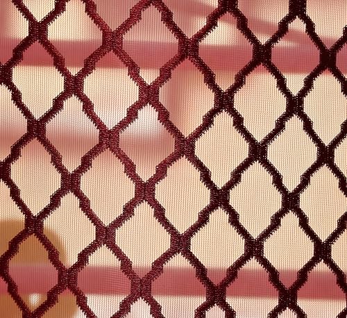 Image of Sheer Net Semi Transparent Home Decor Curtains for Living Room, Balcony Doors and Windows Panel, Parda, Eyelets Hanging, Maroon Red, 4 x 6 Feet, Pack of 2