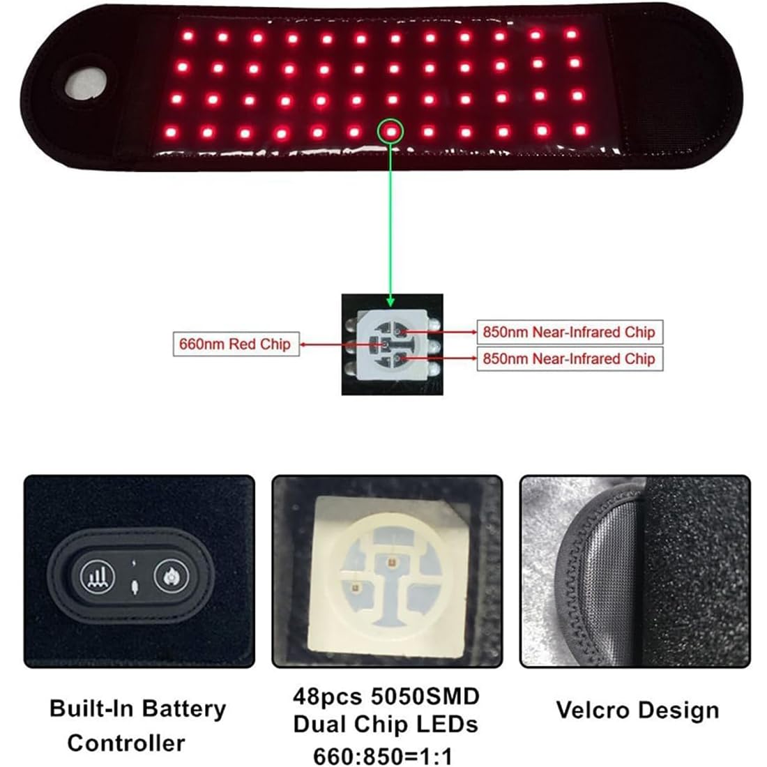Masajeador de manos con terapia de luz roja, 3 niveles de calefacción, penetración profunda de 660 nm + 850 nm, diseño inalámbrico para relajación y cuidado diario