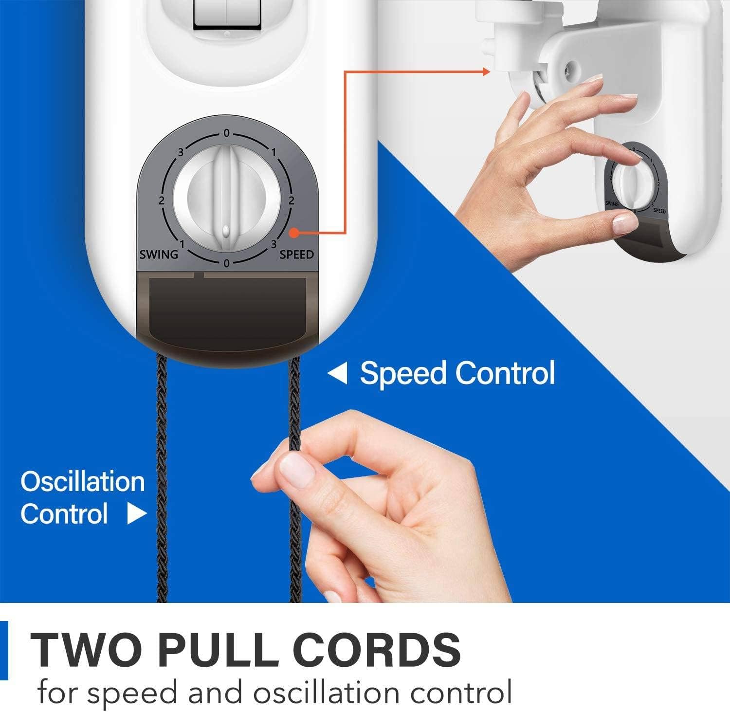 Household Wall Mount Fans 16 Inch Adjustable 3 Speed Settings White