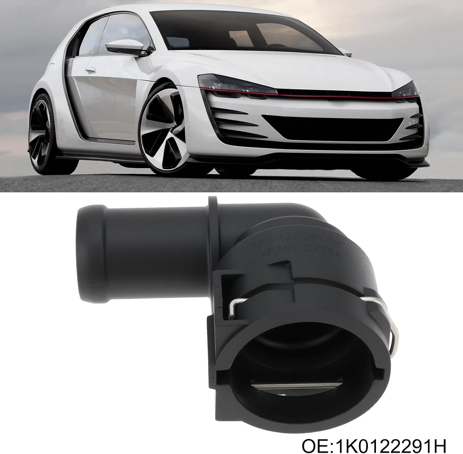 ECSiNG 2Pcs Coolant Flange 1K0122291H Coolant Hose Connector Pipe Compatible with VW Compatible with Audi