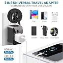 Magnyte® PowerSync Prime | 3-in-1 Universal Travel Adapter | Worldwide Compatibility | 2 USB Type-A Ports | Fast Charging | 100-250V | (Black) gallery image