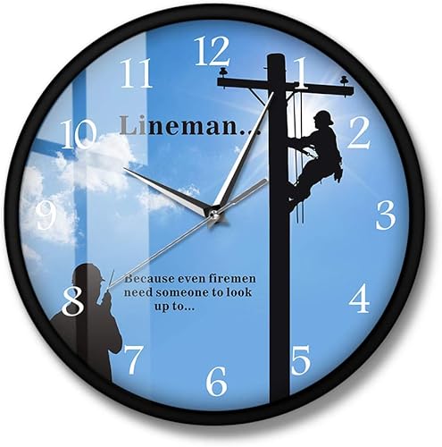 Lineman Under The Big Blue Sky Reloj de pared redondo moderno para electricista, arte de pared, cita inspiradora, reloj de pared decorativo, regalo Lineman Under The Big Blue Sky Reloj de pared redondo moderno para electricista, arte de pared, cita inspiradora, reloj de pared decorativo, regalo
