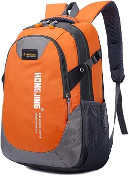 Backpack 30L Large Capacity Outdoor Rucksack Camping Hiking Climbing Trekking Packsack Zipper Closure Storage Bag, Orange