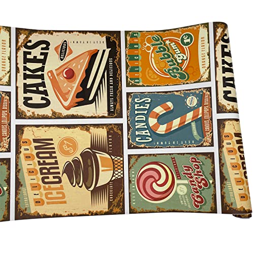 Yifasy 2 Pack Vintage Shelf Liners Cake Poster Drawer Cabinets Furniture Decor Papers Dessert Wallpapers Pvc Self Adhesive 17.7 Inch Wide #TOP3