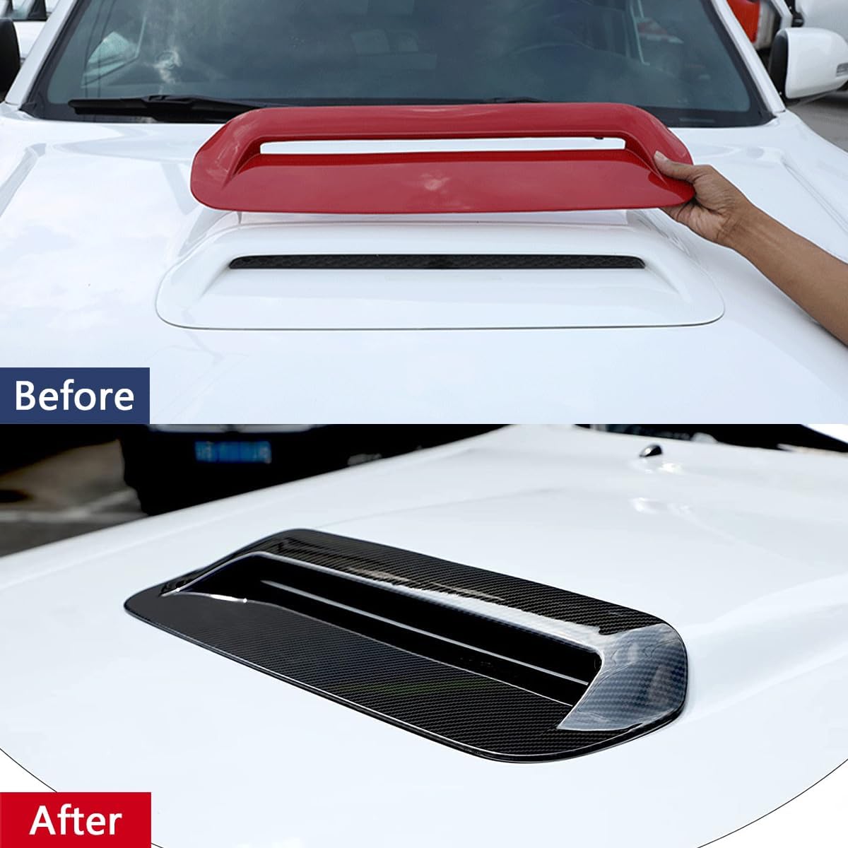 Car Accessories Exterior Decoration Accessories Hood Vent Air Flow Intake Cover Trim Compatible with Toyota Tacoma 2013 2014 2015 (Carbon Fiber) 1PC ABS