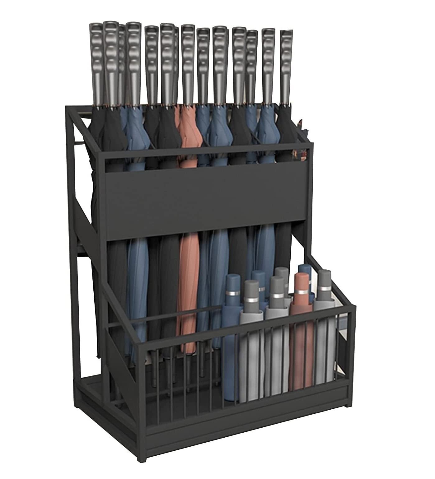 Portaombrelli Da Esterno In Metallo Con Vassoio Di Scarico Estraibile - Semplice E Moderno A 2 Strati Di Grande Capacità Per Interno ( Color : Si