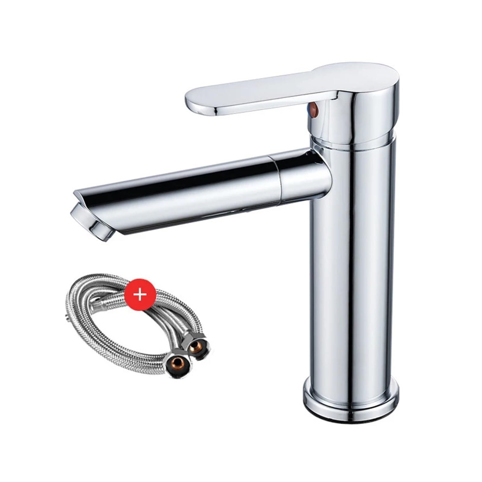 Mitigeur eau chaude et froide avec poignée unique et bec orientable en cuivre chromé