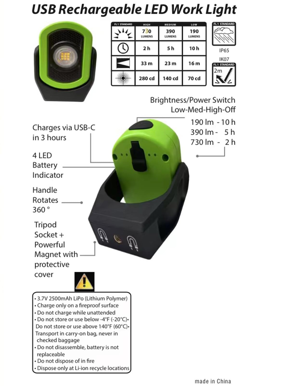 ZASLEME Upgrade 780 Lumens Little Cyclopia LED Rechargeable