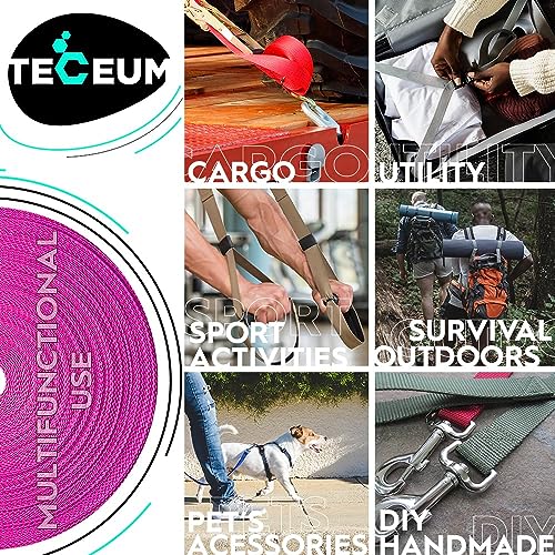 Image of TECEUM 3 /4 inch & 5 /8 inch & 1 inch & 1.5 inch & 2 inch Webbing - 10 25 50 Yards - 40+ Colors - Heavy Duty 1 Inch 1.5 Inch 2 Inch Backpack Straps - Webbing for Outdoors Indoors Crafting DIY