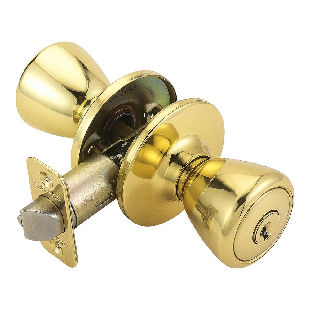 Design House 782755 Tulip Keyed Entry Door Knob Polished Brass