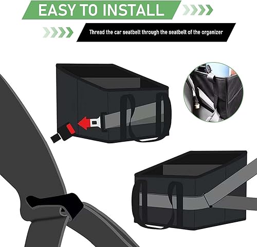 Miniatura 7 de Organizador de asiento de automóvil, organizador de asiento trasero, plegable para asiento de automóvil pequeño con asas y bolsillos de malla, para