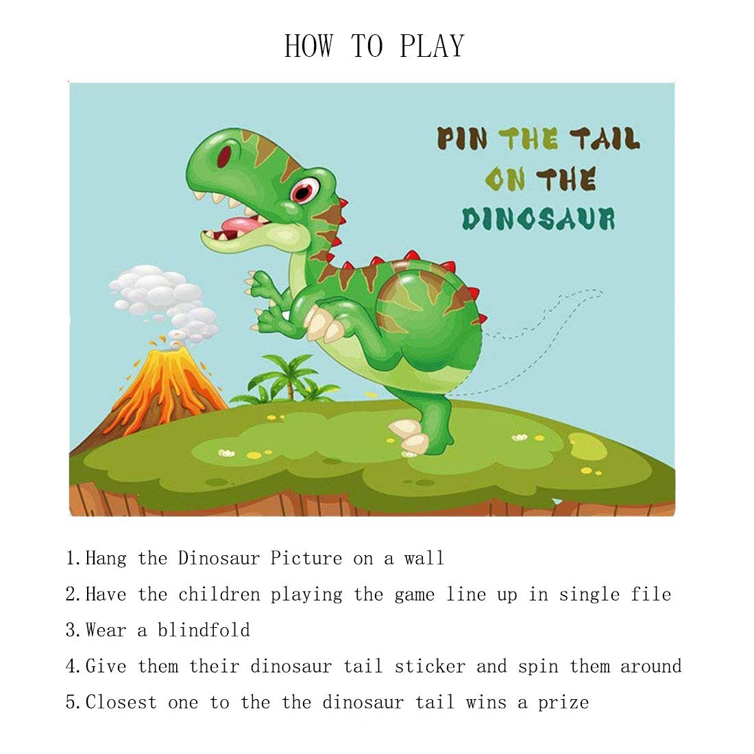 LIK Dinosaur Party Games, Pin Game Pin The Tail on The Dinosaur ...