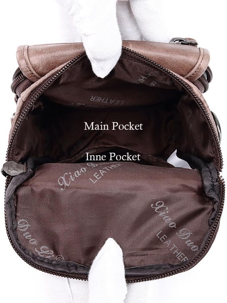 Cow Top Layer Leather Waist Belt Bag Small Classic Side Fanny Pack Hip Bum Purse Smartphone Pouch Model 13-Black