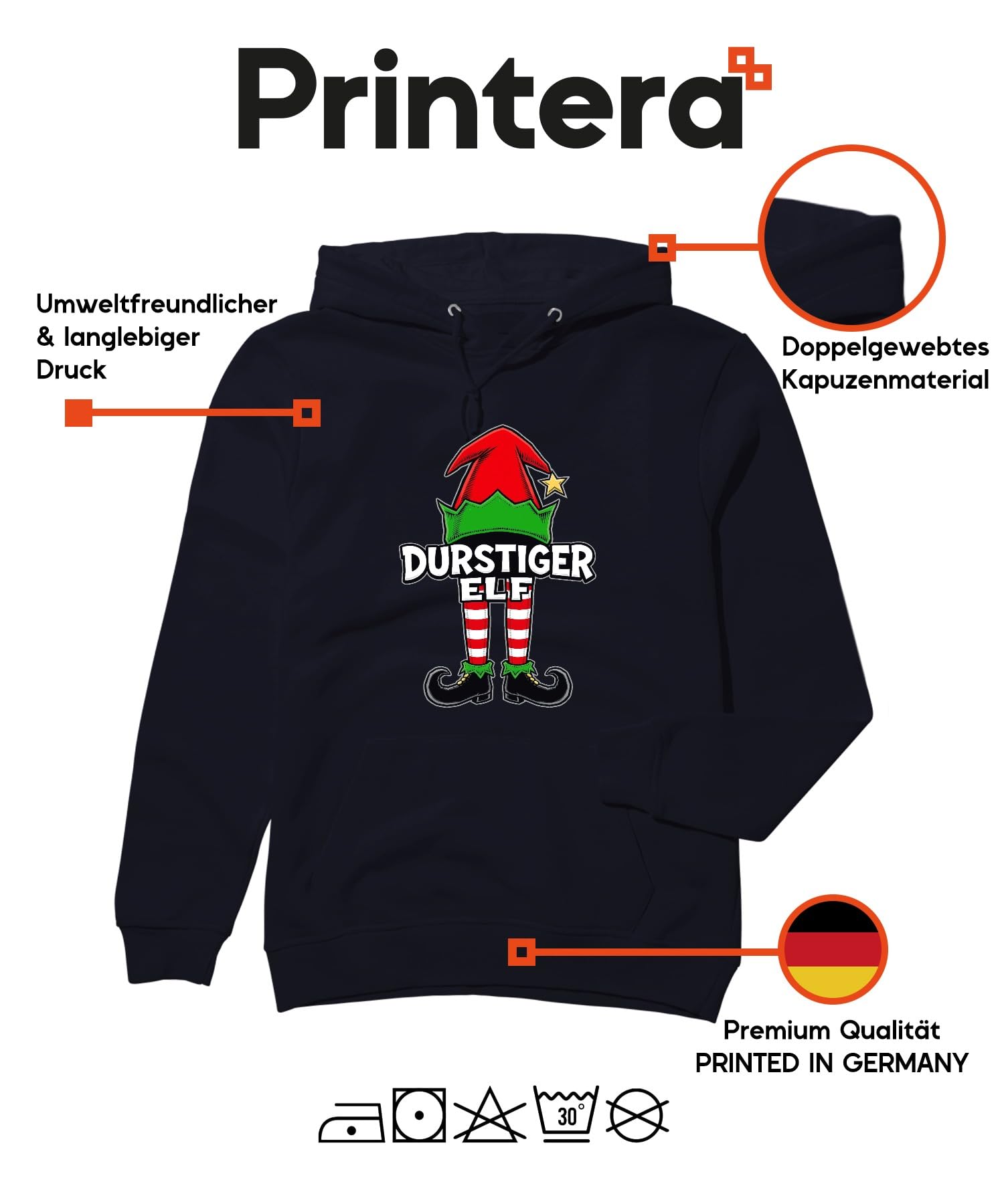 DURSTIGER ELF śmieszny prezent na Boże Narodzenie, święta Bożego Narodzenia, elfy, uniseks bluza z kapturem