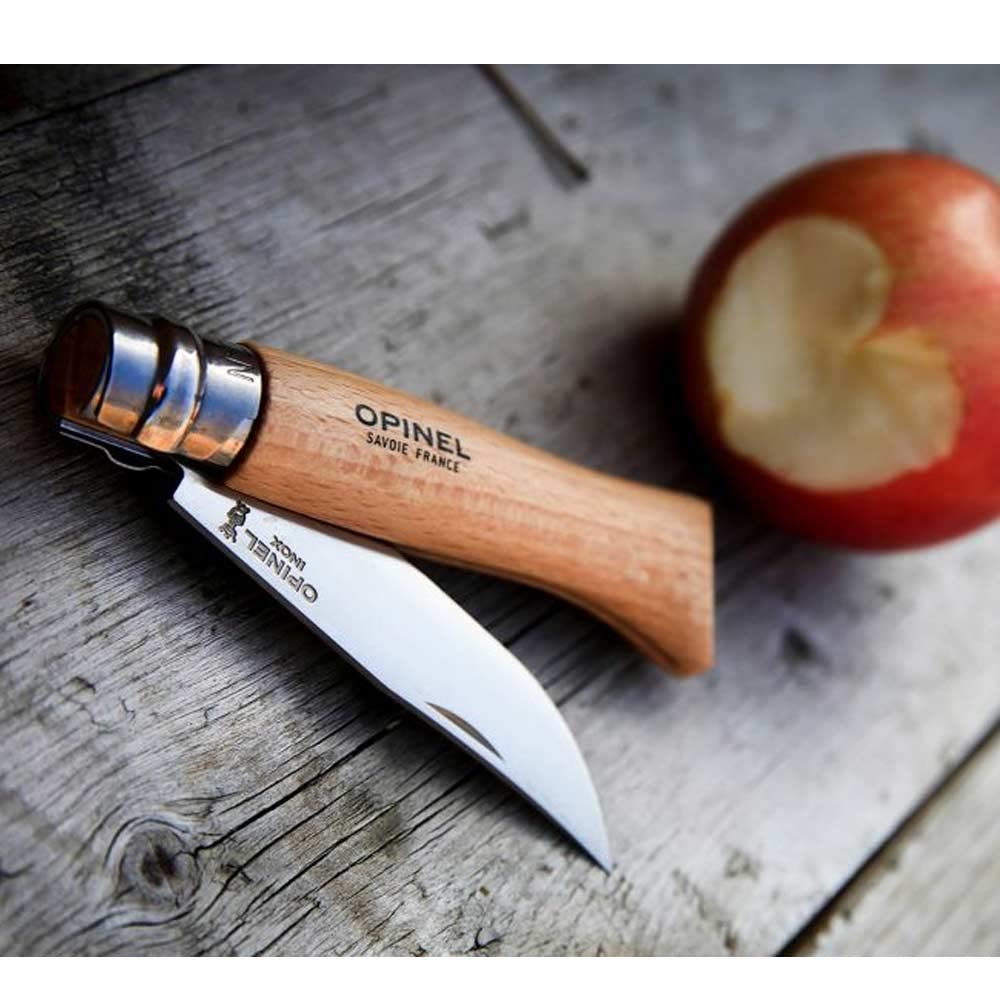 Opinel Inox Kayın Saplı Paslanmaz Çelik Çakı, Unisex, Kahverengi, Nr.8