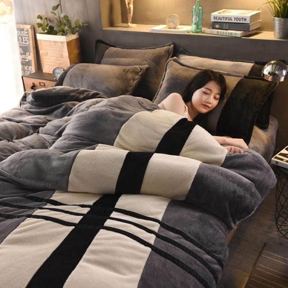 4 Piece Bedding Set,2020 Matching Sports Wind Warm Flannel Four-Piece Suit-Beautiful Woman_220230