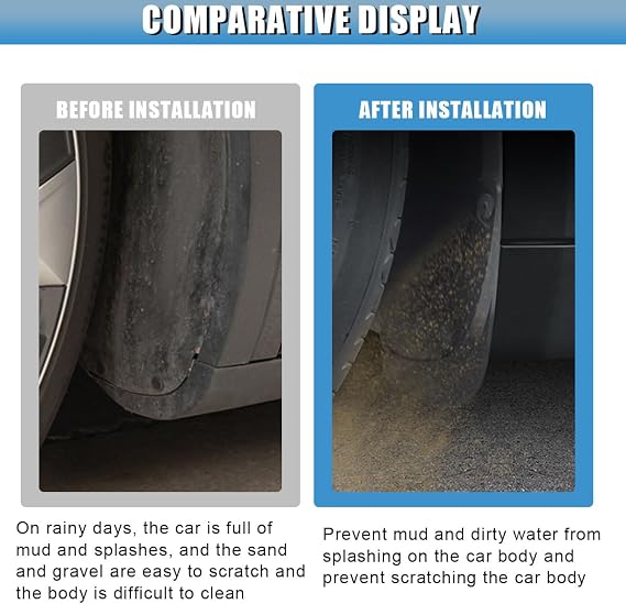 Car Mud Flaps, 12 8.5 in Flexible & Bendable Splash Guards Set