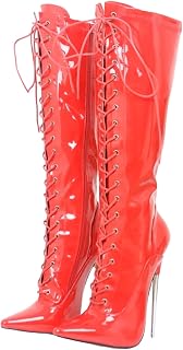 Botas hasta la Rodilla con Cremallera y Pantorrilla Ancha de Talla Grande para Mujeres y Hombres | para Pole Dance, Cosplay y travestismo | Tacón de Aguja de 18 cm