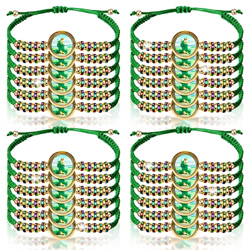Cunno 24 Pieces Saint Benedict Virgin Mary Saint Jude Bracelet Catholic String Bracelets Rosary Bracelet for Women Bead Bracelets