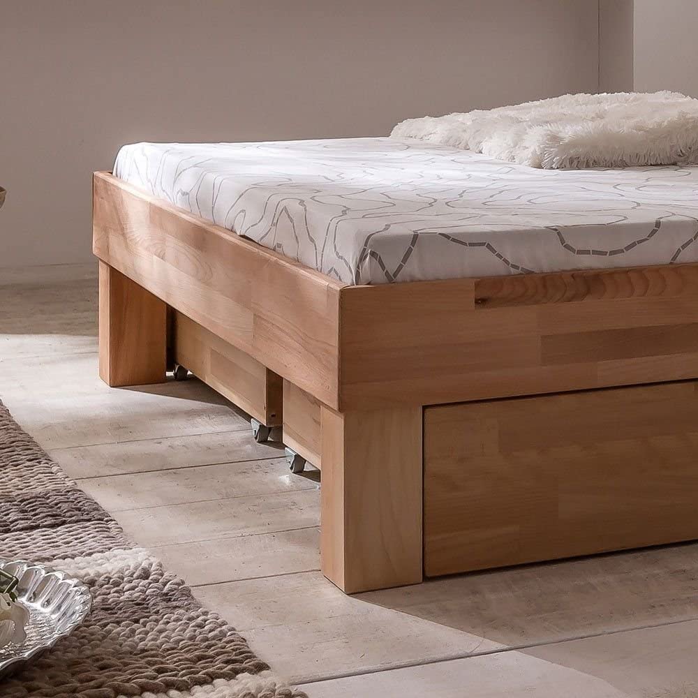 Futonbett Schlafzimmer Bett Kernbuche massiv Holz geölt Judith 120 x 200 cm