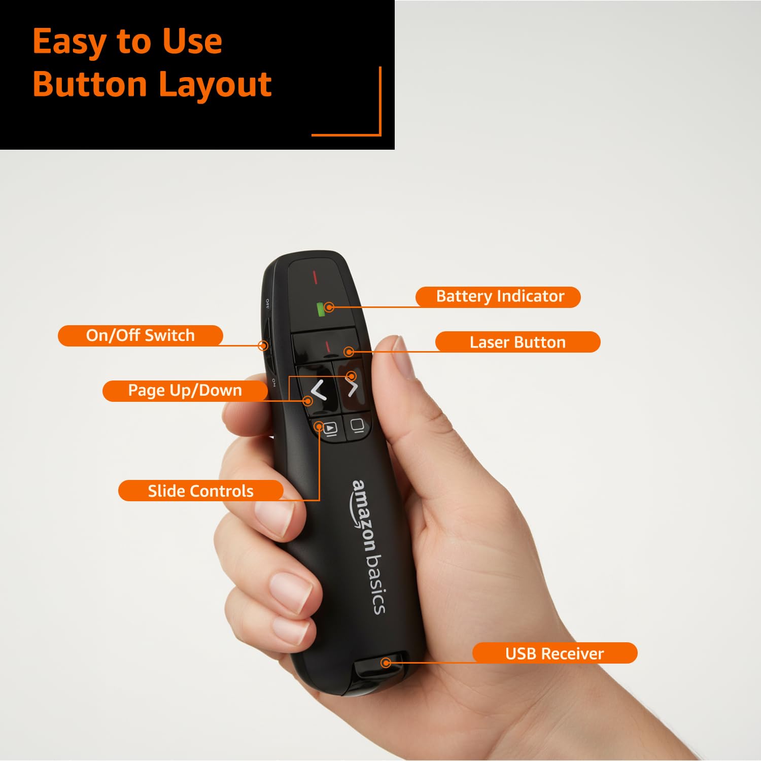 Wireless Laser Controller for Presentation, with USB Receiver and Battery Indicator (Battery Not Included) 3