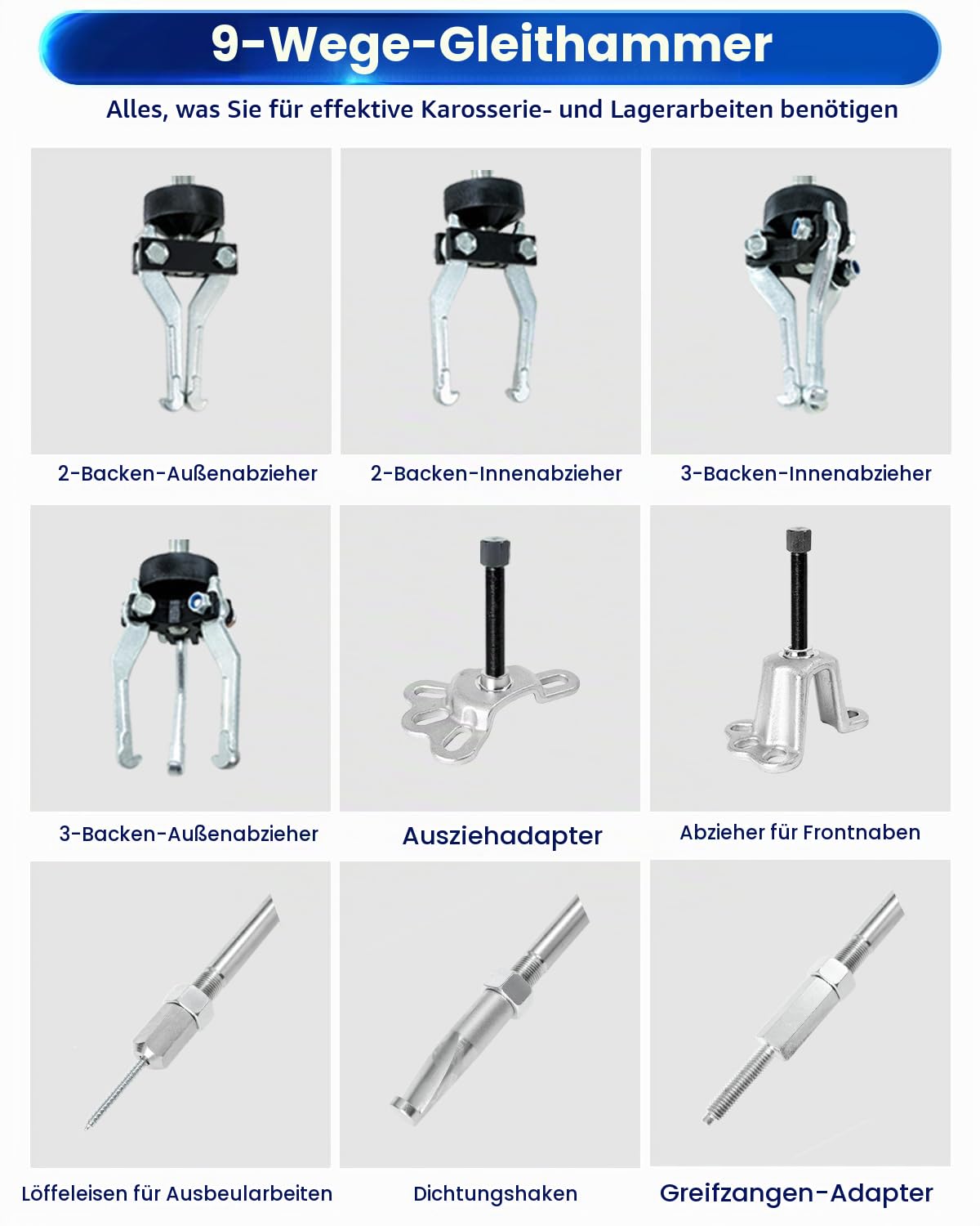 ATPEAM 19tlg Radlager Abzieher Set mit Gleithammer, Universeller Radnaben Abzieher, Radlager Werkzeug für Fahrzeugachse und Karosserie