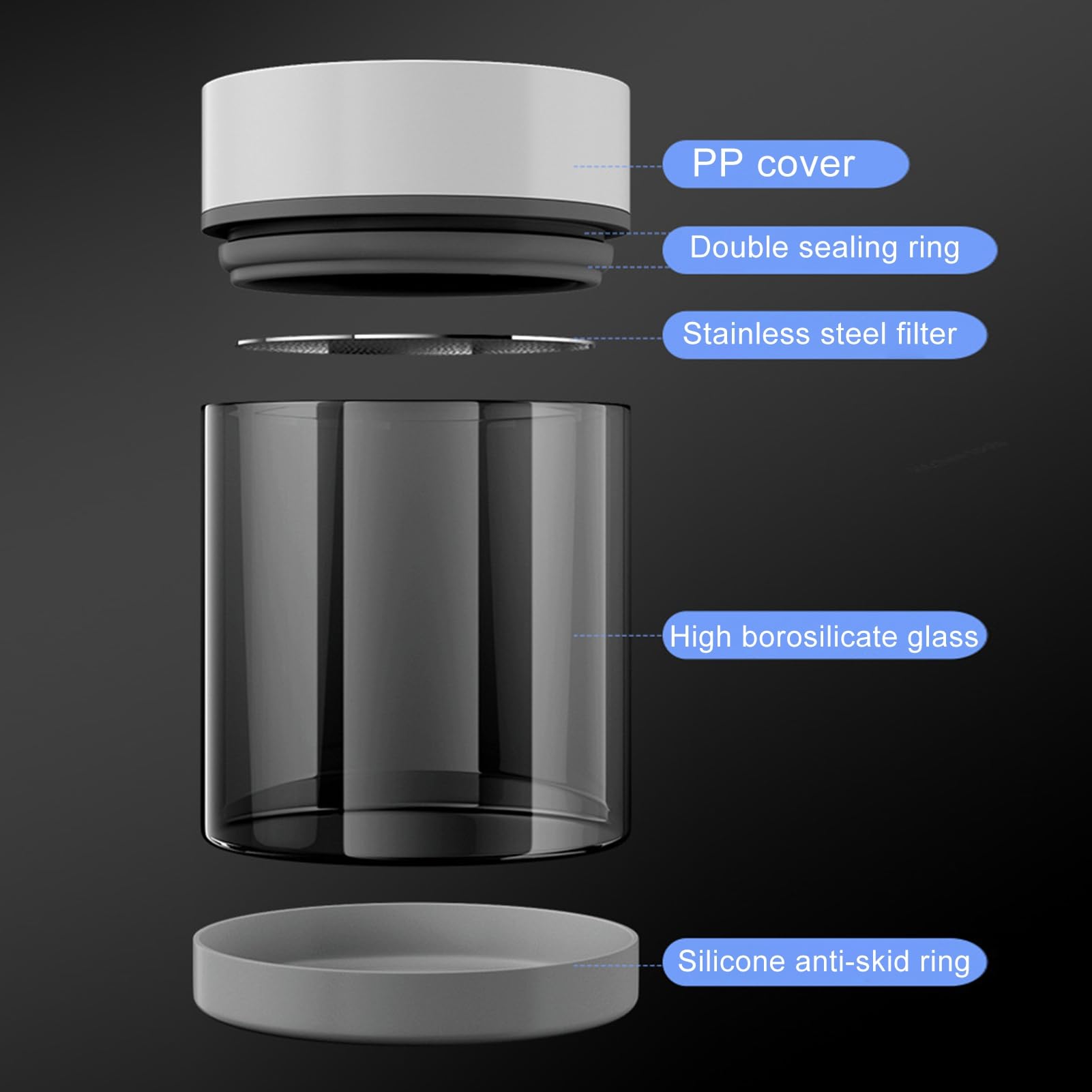 600/950 ml versiegelter Behälter mit hoher Kapazität, lebensmittelecht, automatischer Vakuum-Kaffeedose für Küche, luftdichtes Glas