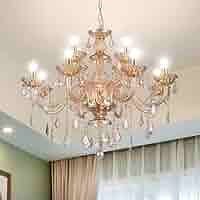 Onizbar 【Luxury】 Vimatto Luxury K9 Crystal Chandelier 12 Lights, Amber Gold