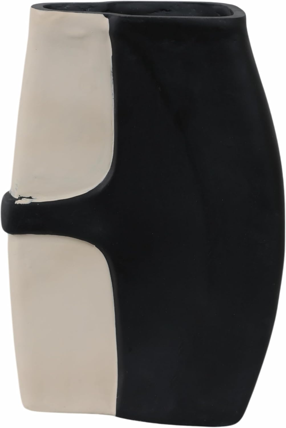 Asymmetrical Vase for Living Room Decor - Modern Pottery Ecomix Flower Vase for Home, Bedroom, Office, and Table Display - Two-Tone Sculptural Display for Room Decor Accent - 15”, Black & Ivory