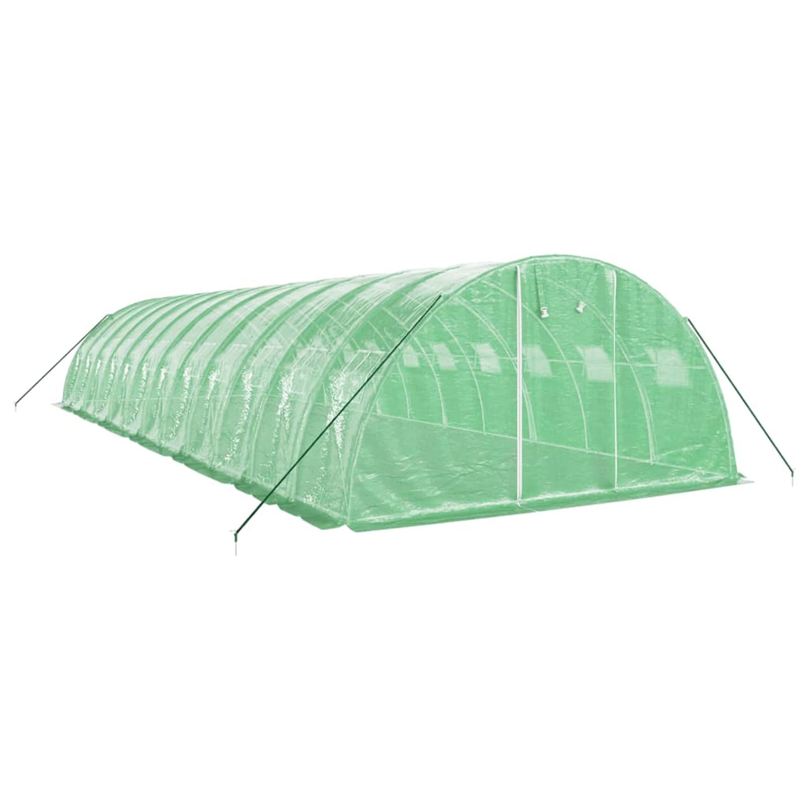 Tunelowa szklarnia ogrodowa, szklarnia ogrodowa z oknami do zielonych roślin i owoców, szklarnia z zieloną stalową ramą, 48 m², 12 x 4 x 2 m