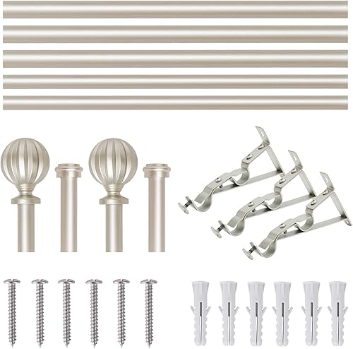 Miniatura 4 de Barras de cortina dobles, juego de cortineros telescópicos para tratamiento de ventanas con herrajes, 34 pulgadas de diámetro, barras de cortina
