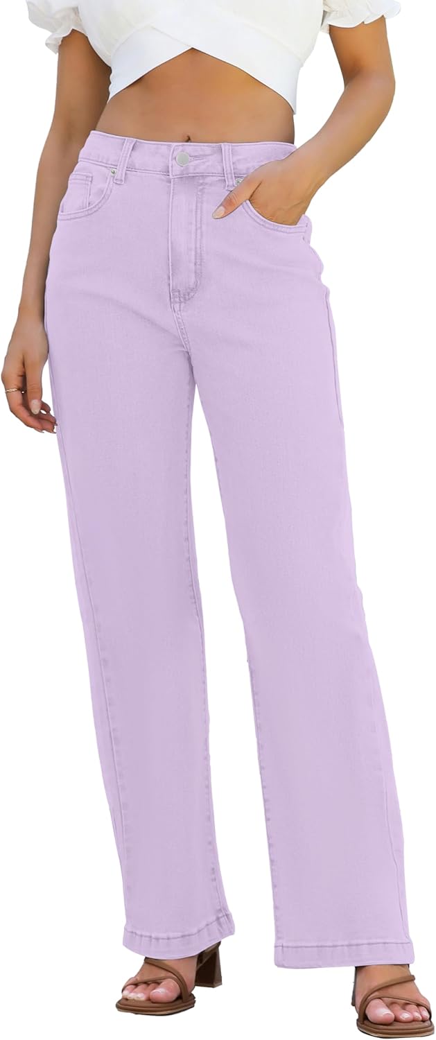 Womens Jeans High Waisted Straight Leg Loose Stretchy Lightweight Tummy Control Trendy Jeans for Women 2025