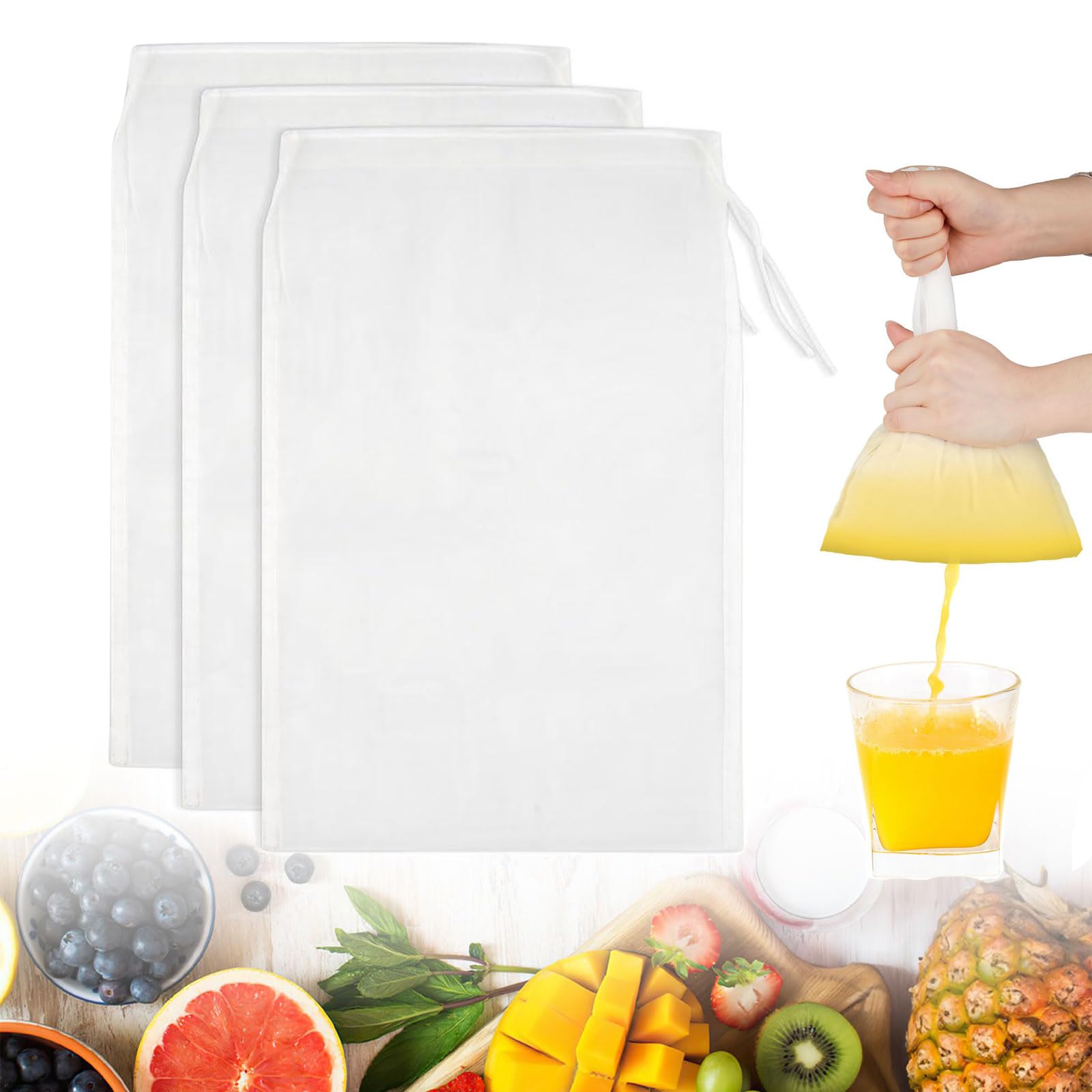 1/2/3pcs, Grand Sac Filtrant En Nylon à Cordon, Sac Filtrant Pour